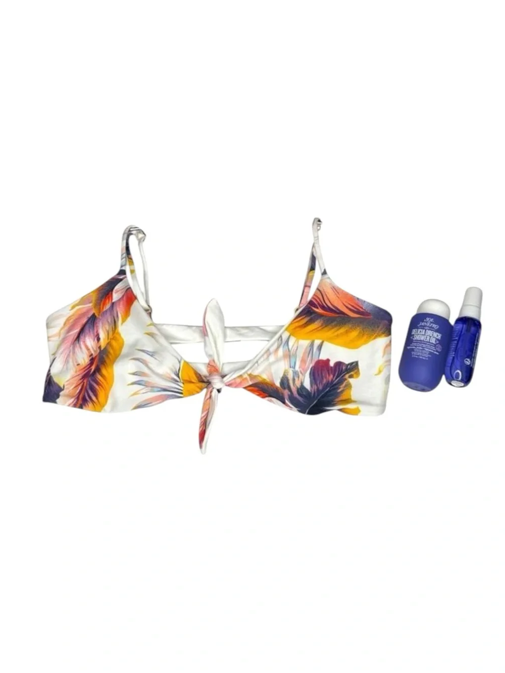 new L*Space ⚘ Flashback Bikini Swim Top ⚘ Sunset Palm / White Reversible ⚘ Large